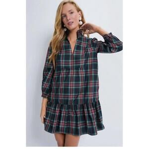 Tuckernuck Green and Burgundy Highland Tartan Palmerston dress